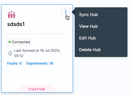 The More options icon (⋮) for a custom hub