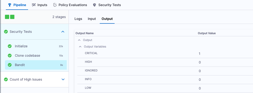 output variables for a scan